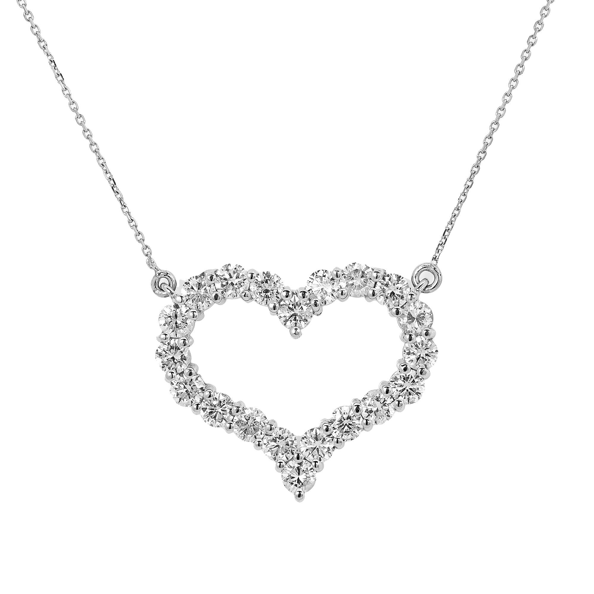 14K White Gold Ladies  Heart Pendant with 2.65 CT Diamond