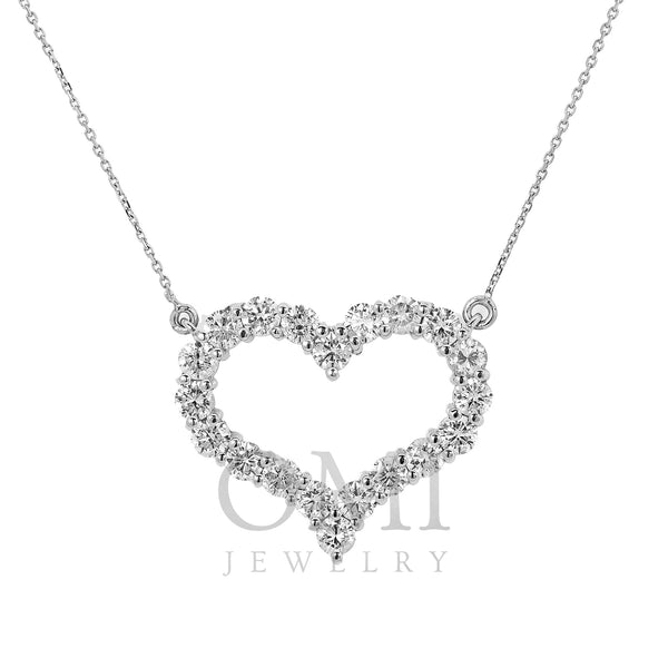 14K White Gold Ladies  Heart Pendant with 2.65 CT Diamond