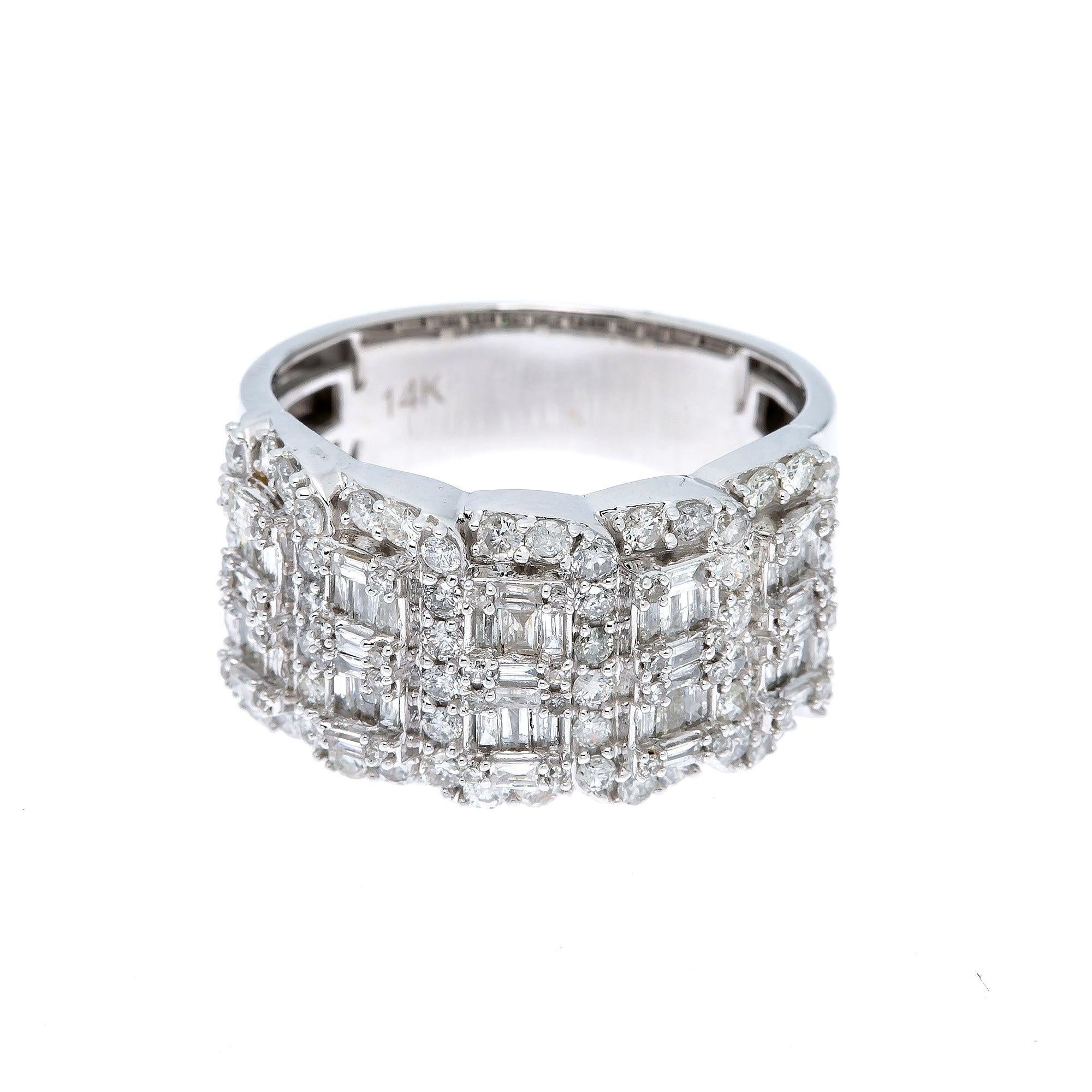 14K WHITE GOLD BAGUETTE DIAMOND RING 1.81 CT