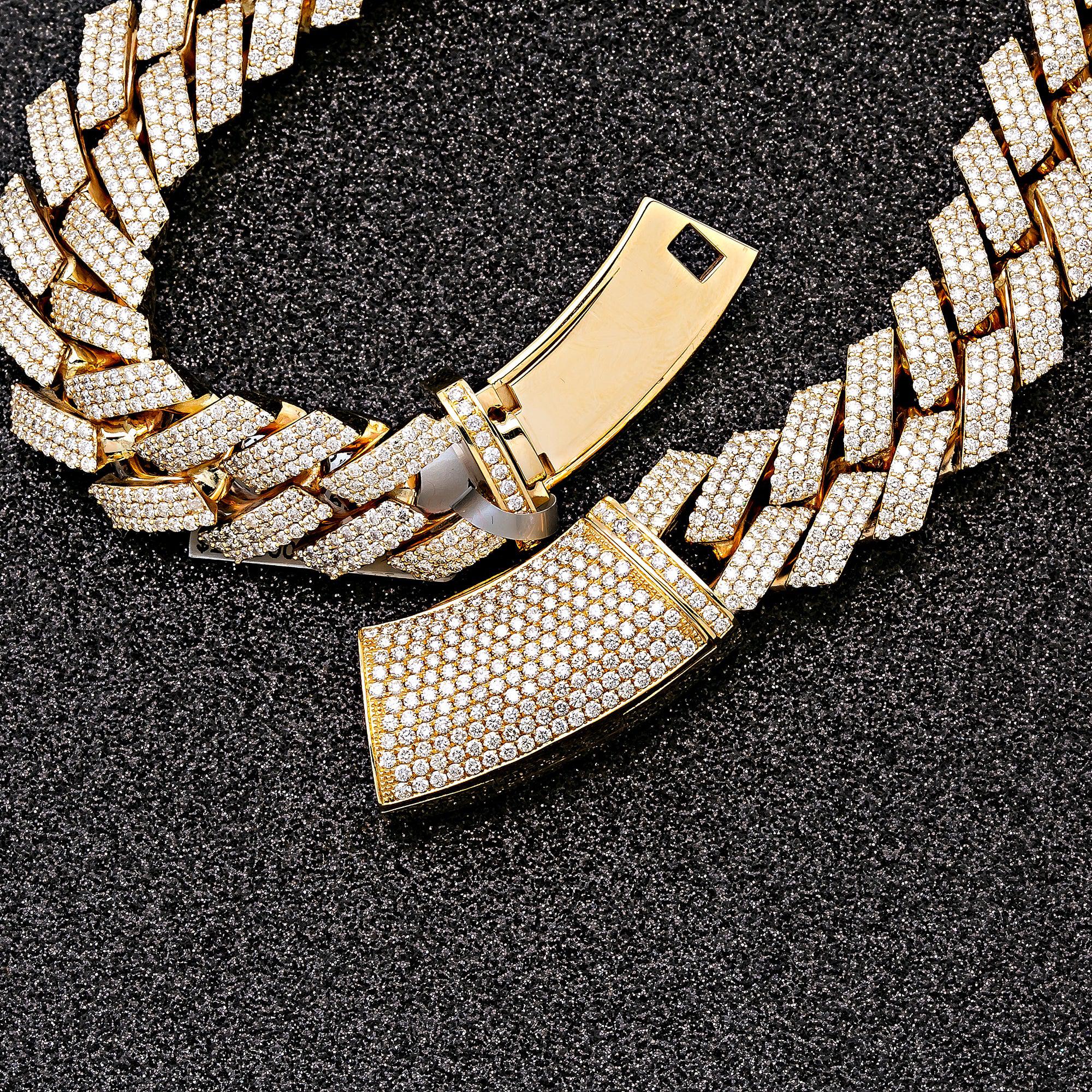 14K YELLOW GOLD 24"/16MM CUBAN CHAIN WITH 38.95 CT DIAMONDS
