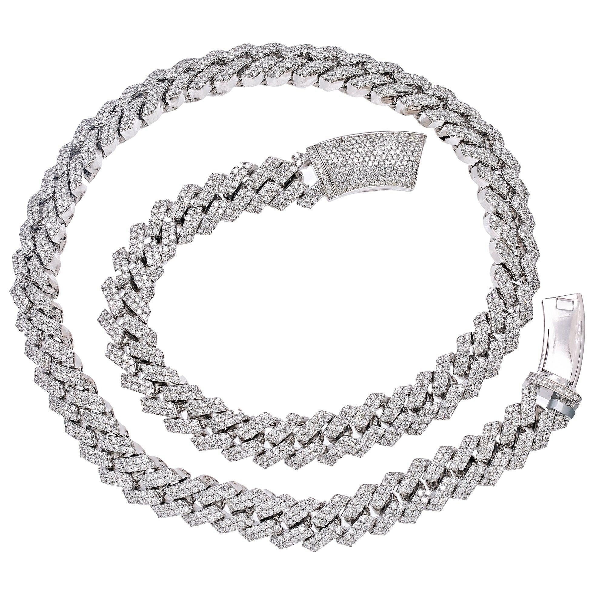 14K WHITE GOLD 24"/13MM CUBAN CHAIN WITH 42.25 CT DIAMONDS