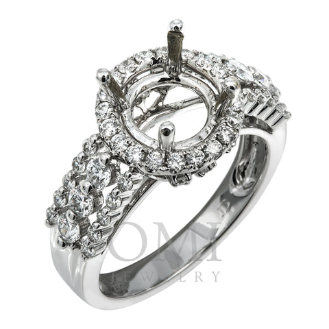 18K White Gold Diamond Engagement Semi-Mounting Women's Ring With 0.95 CT Diamonds