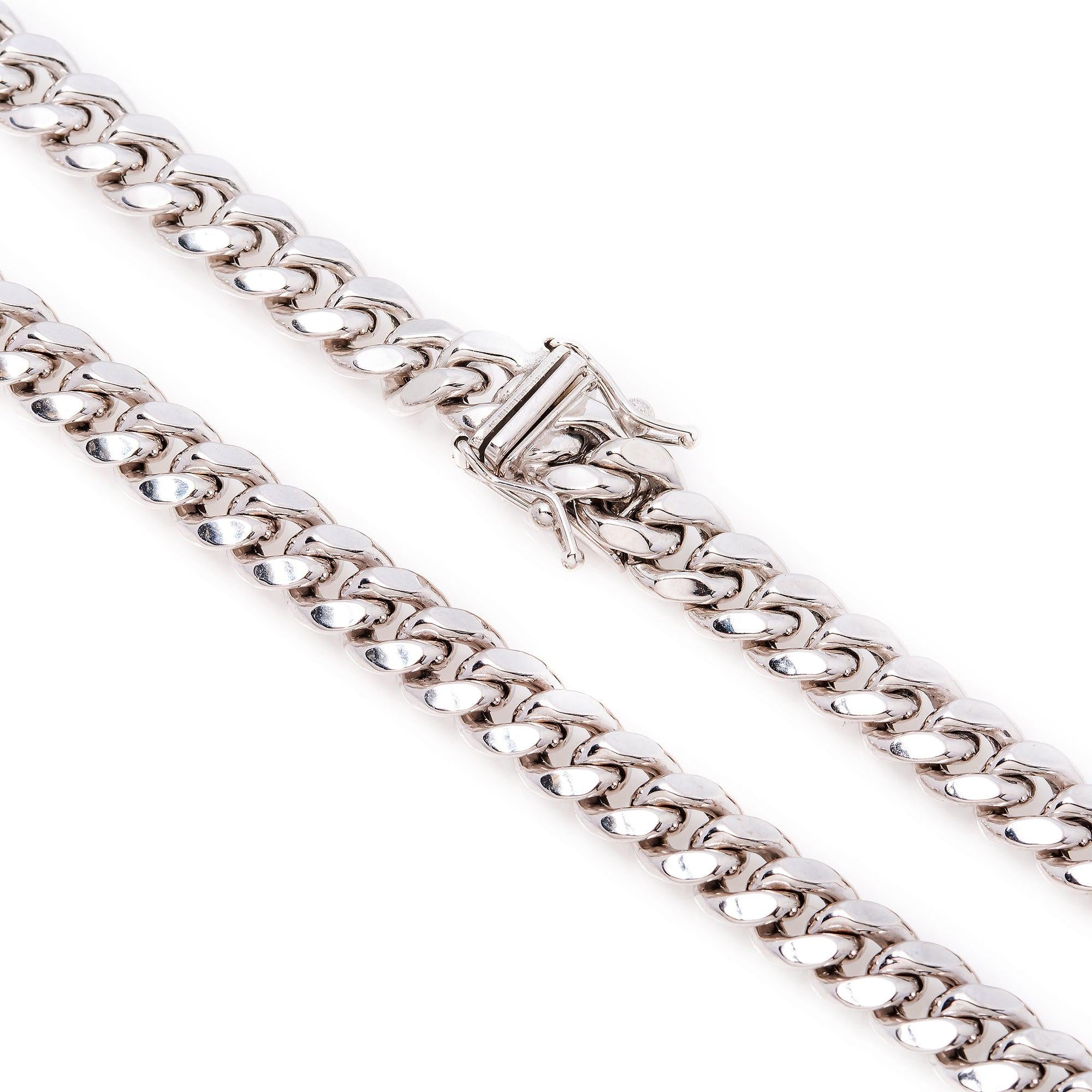 10K White Gold 6mm Hollow Cuban Link Chain Available In Sizes 18"-26"