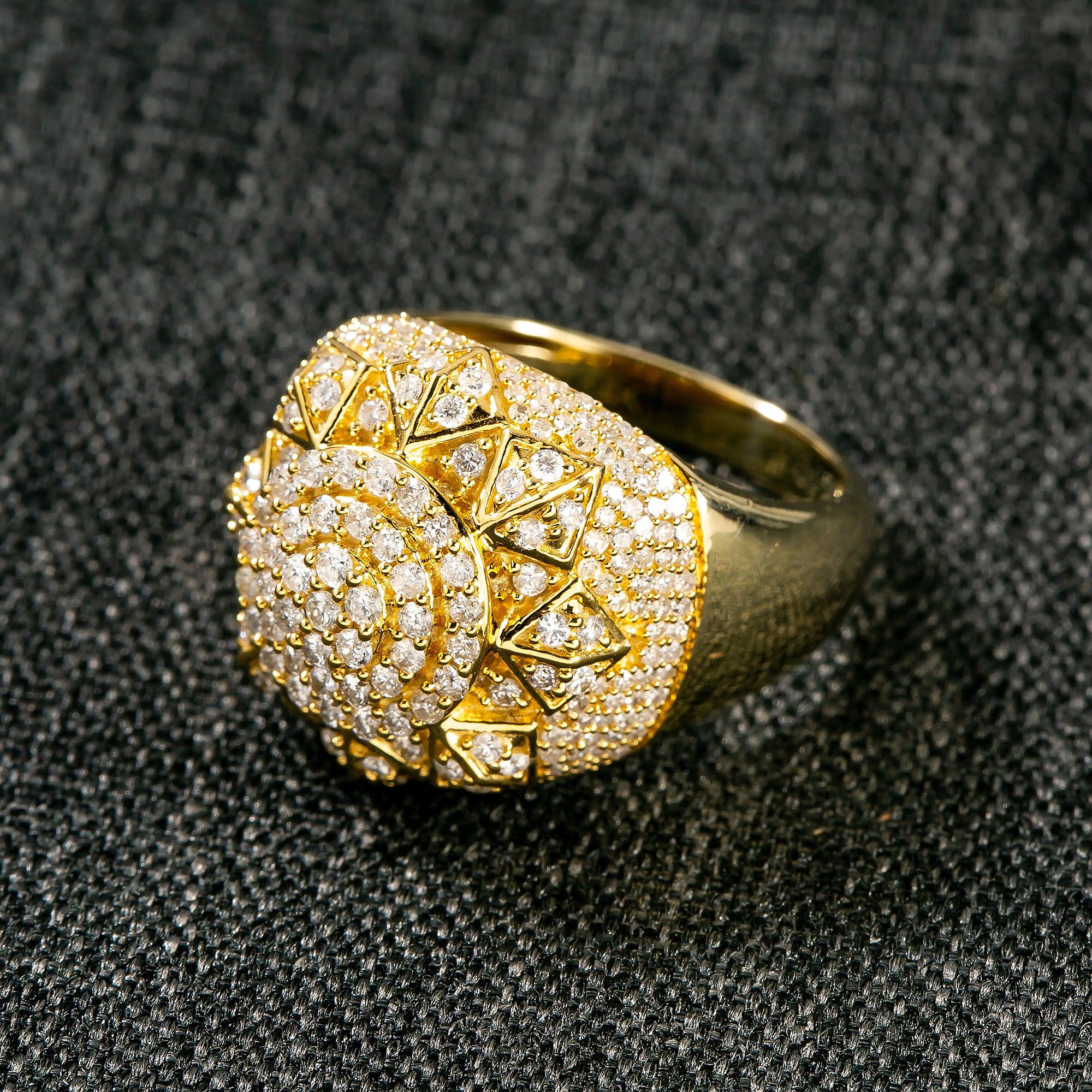 14K YELLOW GOLD MEN DIAMOND RING WITH 1.90 CT DIAMONDS