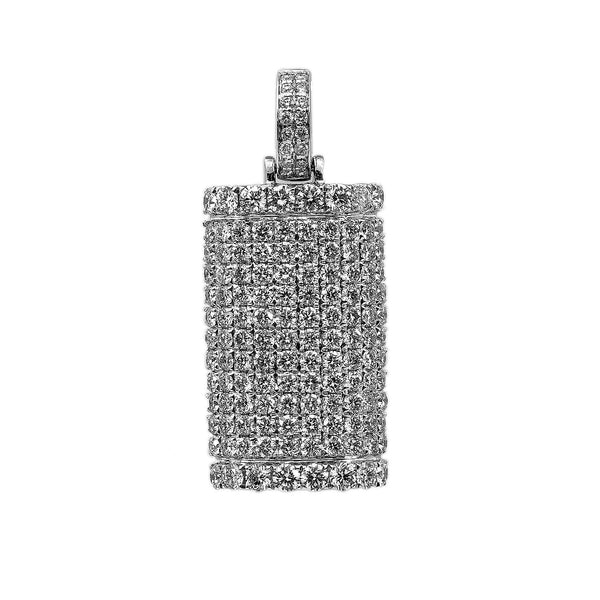 14K White Gold Diamond Rectangular Shaped Pendant