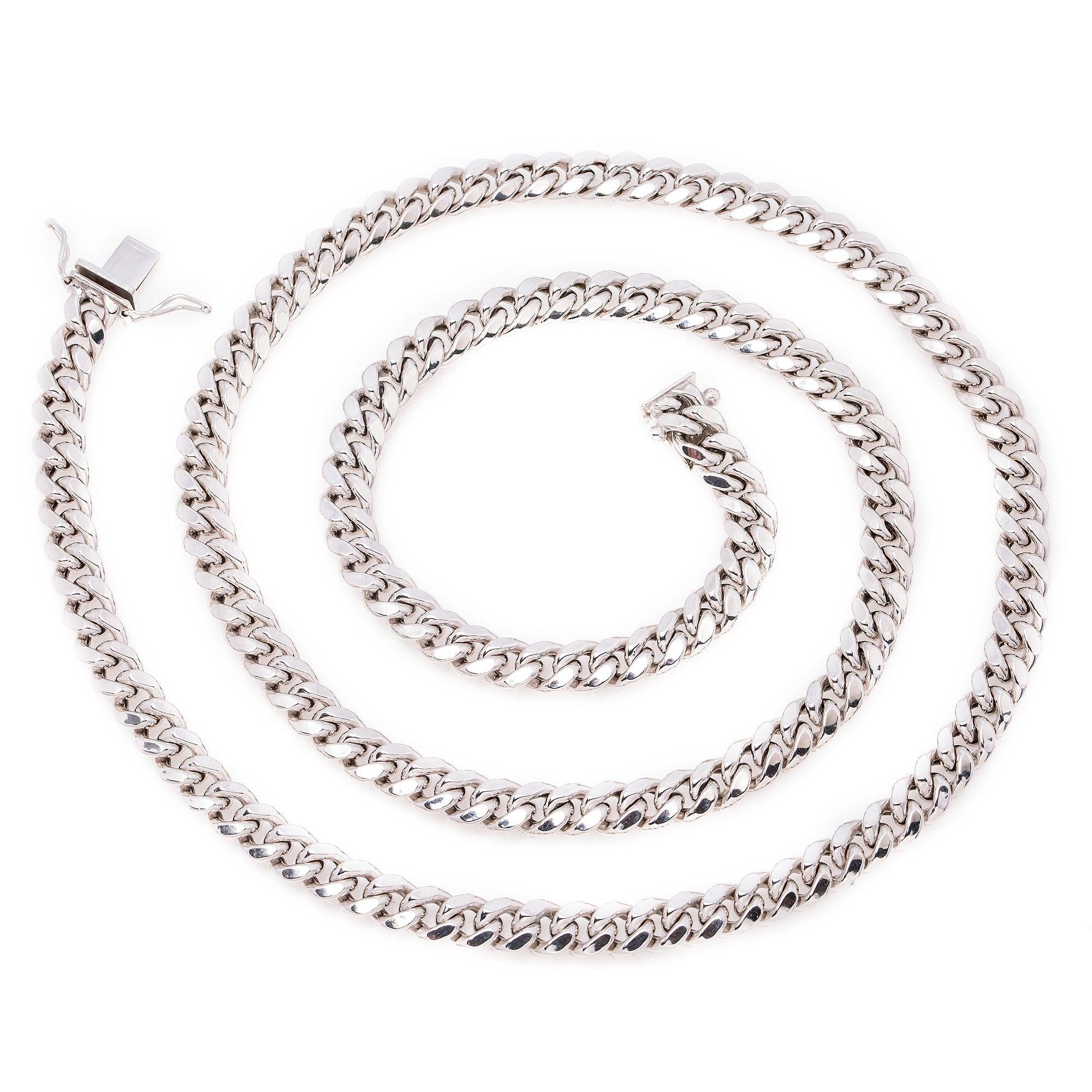 10K White Gold 6mm Hollow Cuban Link Chain Available In Sizes 18"-26"