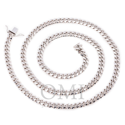 10K White Gold 6mm Hollow Cuban Link Chain Available In Sizes 18