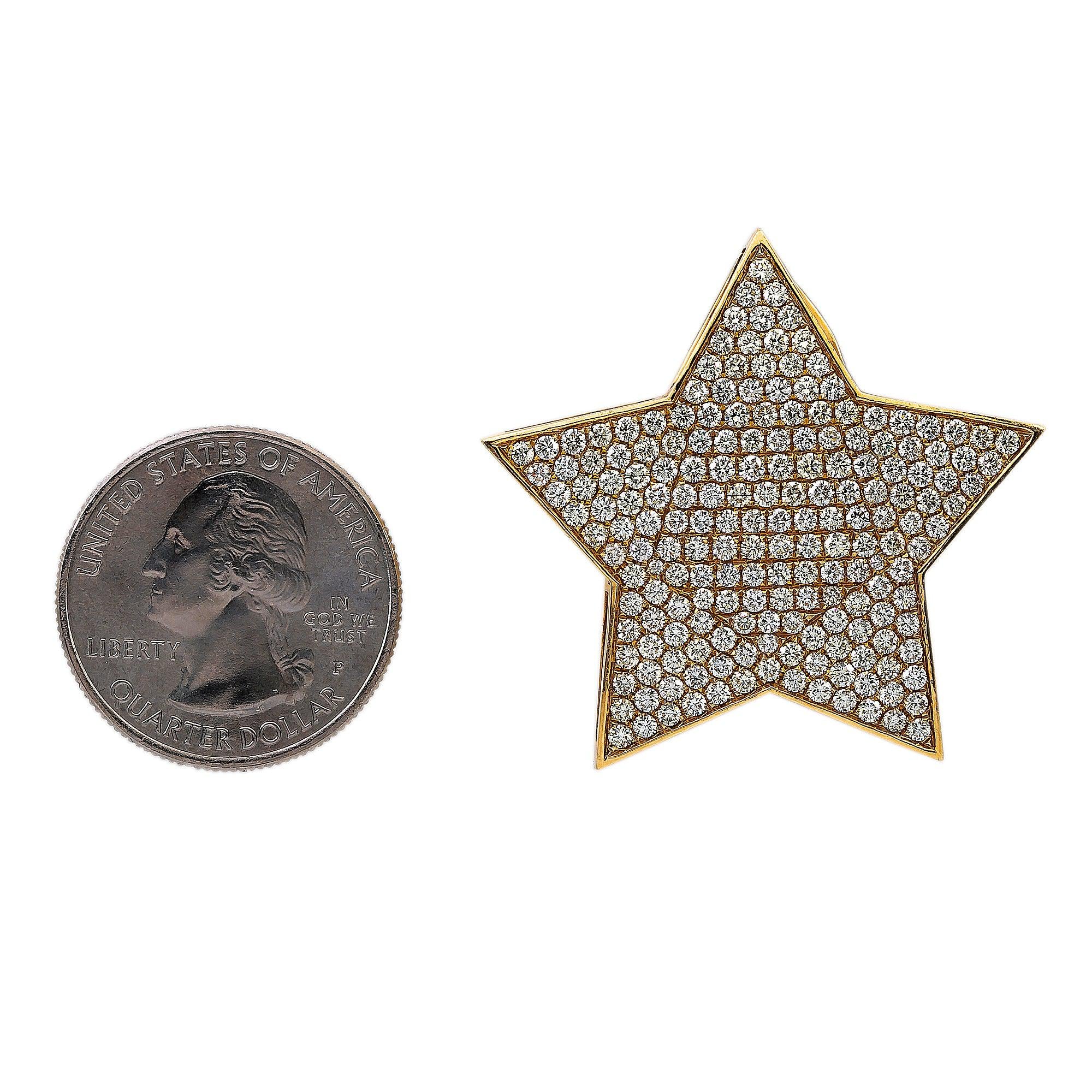 14K Yellow Gold Diamond Star Shaped Pendant