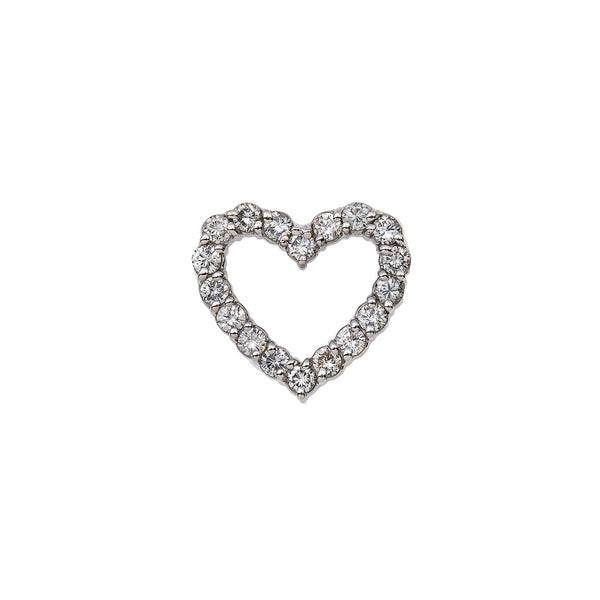 14K White Gold Ladies  Heart Pendant with 0.99 CT Diamond