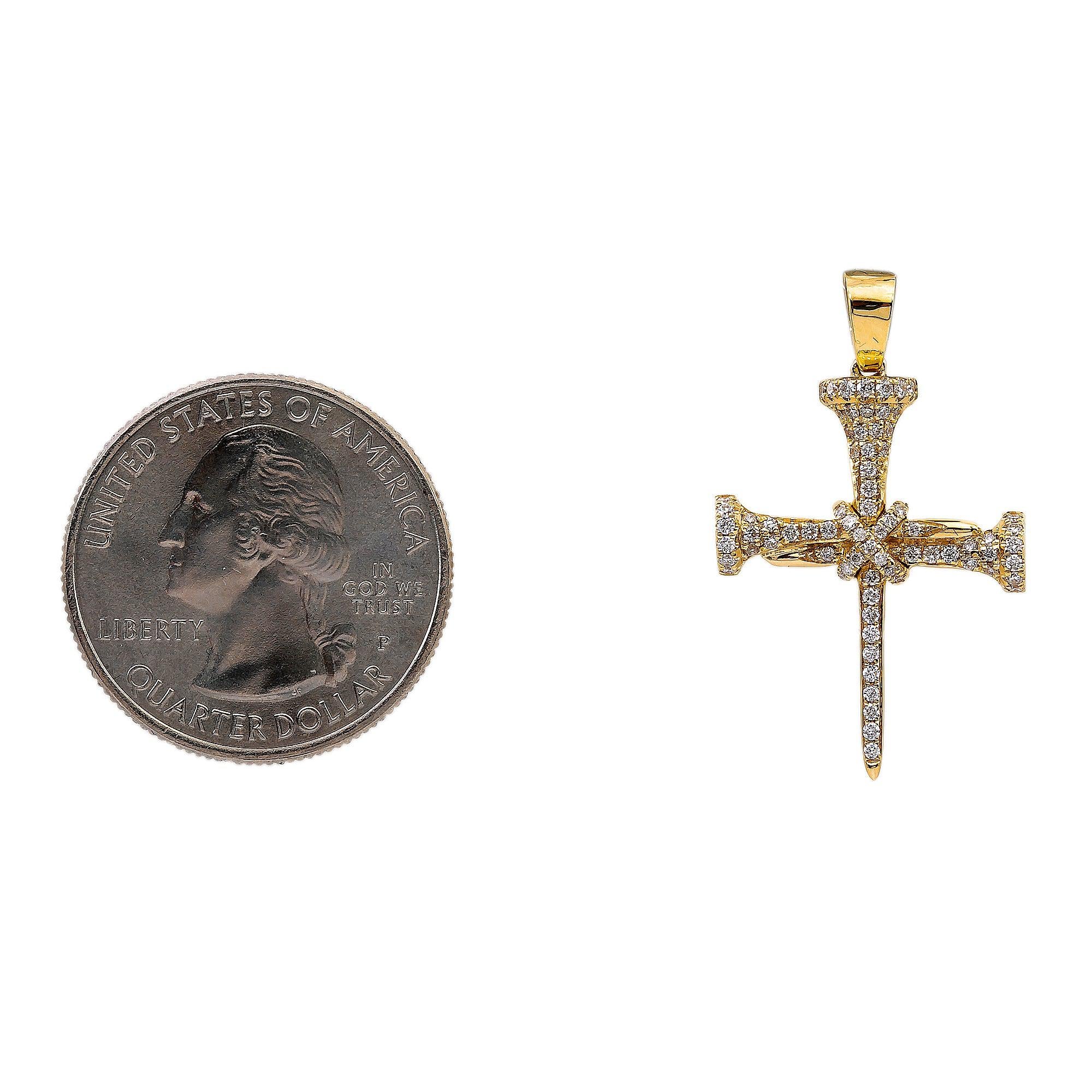 14K Yellow Gold Diamond Cross Shaped Pendant