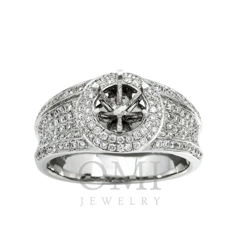 14K White Gold Diamond Engagement Semi-Mounting Women's Ring With 0.75 CT Diamonds
