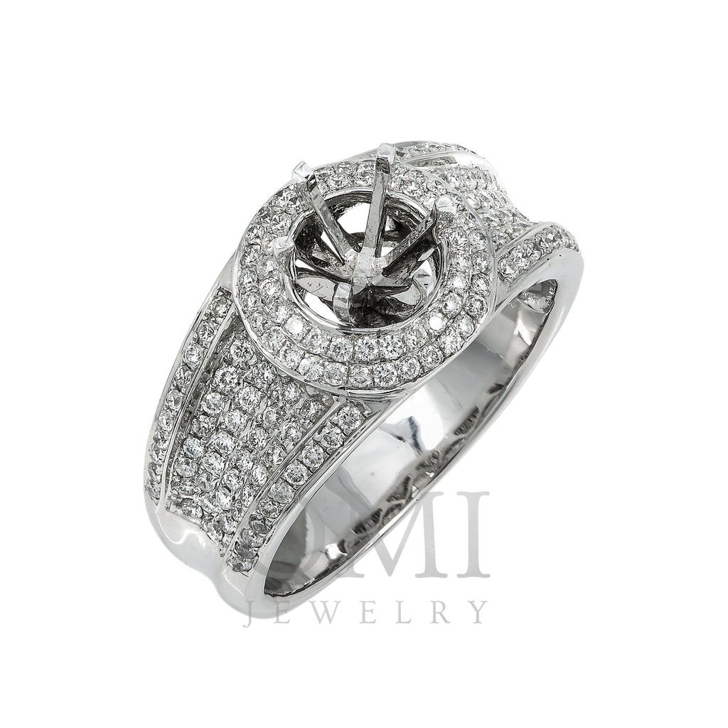 14K White Gold Diamond Engagement Semi-Mounting Women's Ring With 0.75 CT Diamonds