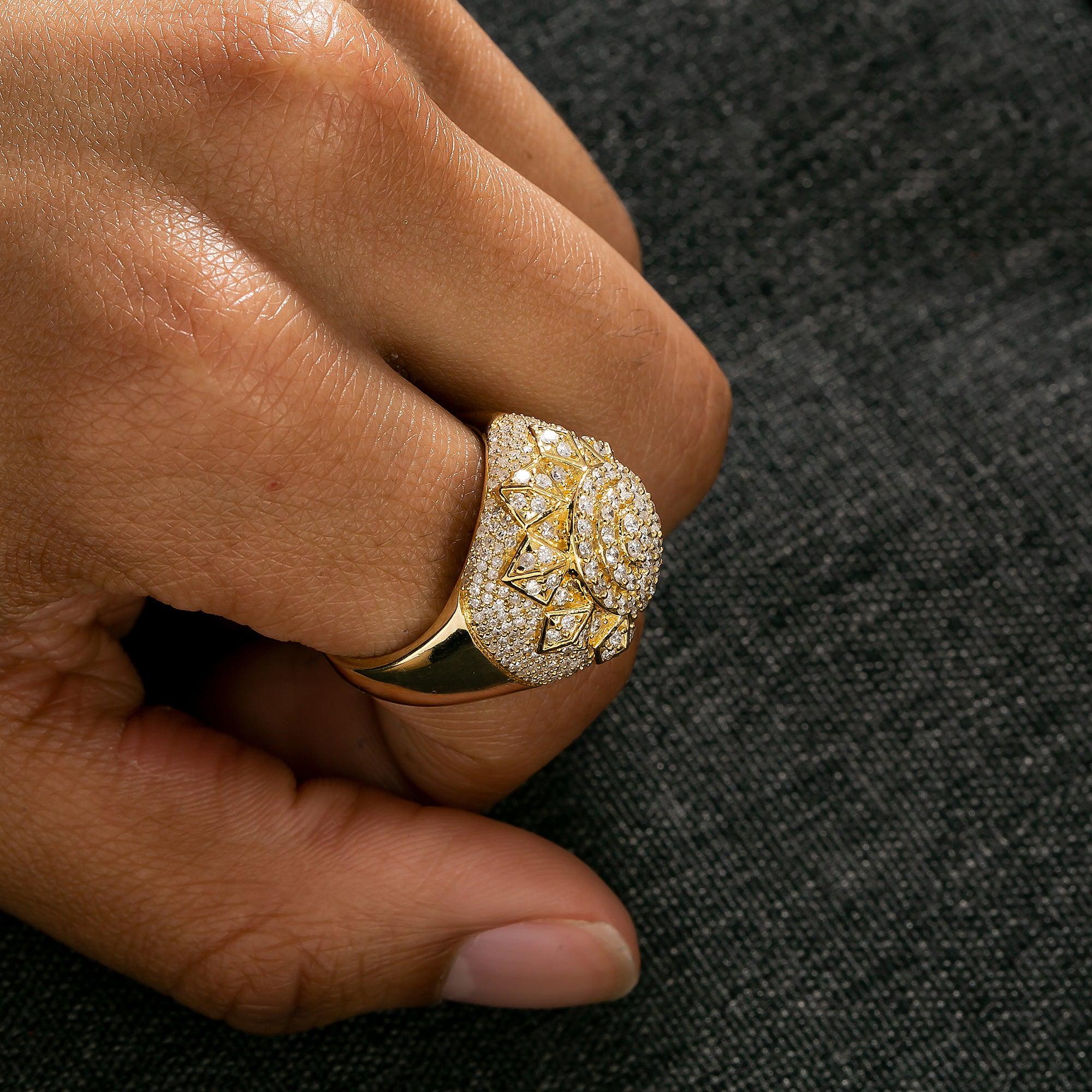 14K YELLOW GOLD MEN DIAMOND RING WITH 1.90 CT DIAMONDS