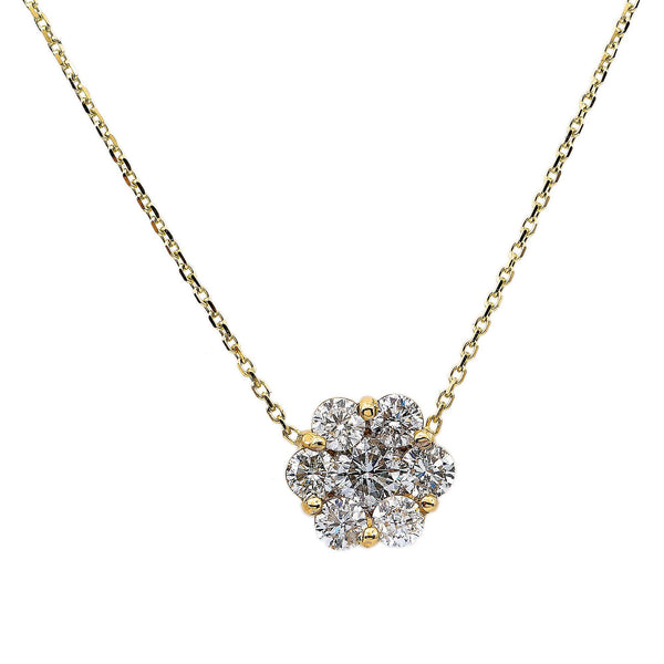 14K Yellow Gold Unisex Round Shaped Diamond Necklace