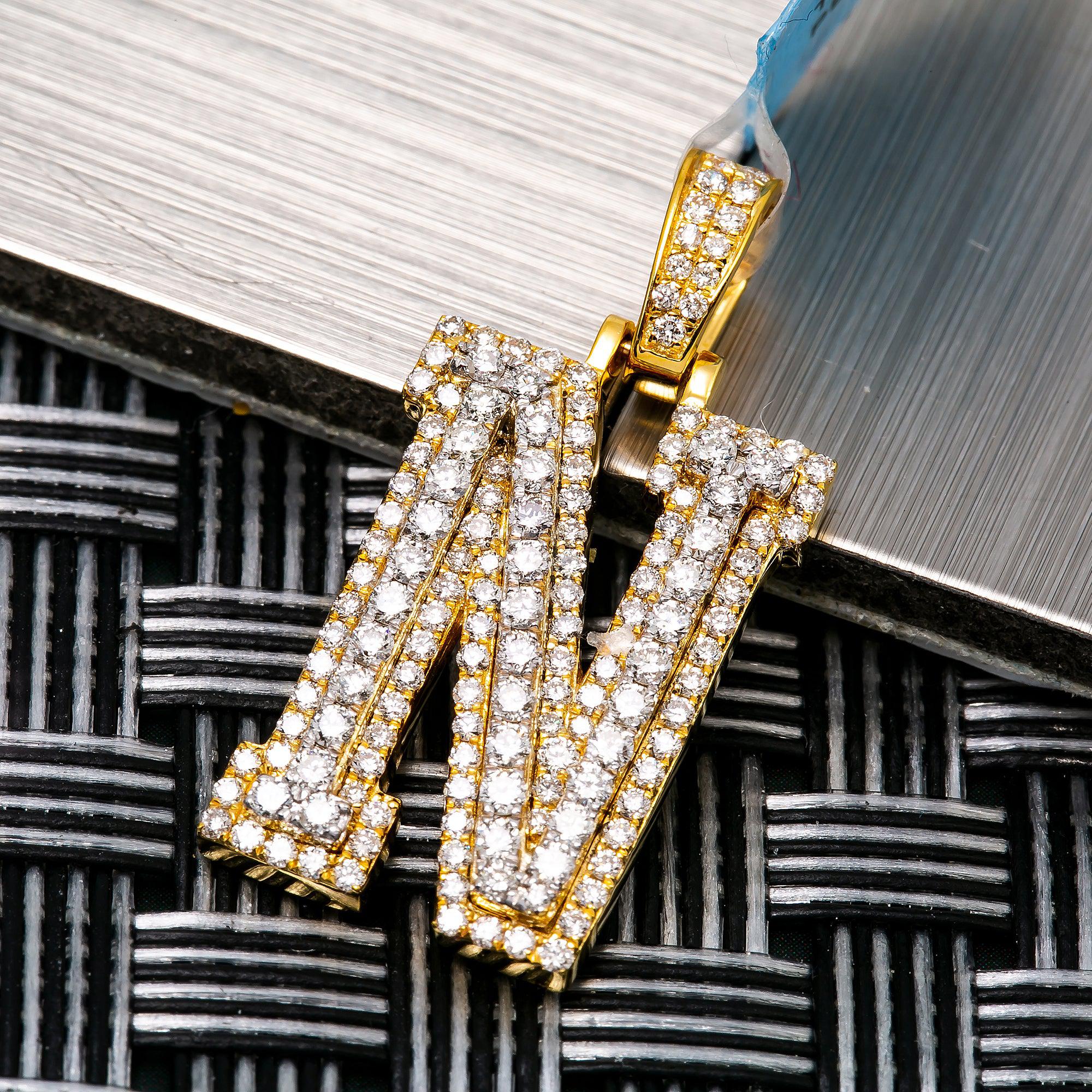 10K YELLOW GOLD N LETTER PENDANT WITH 0.75 CT BAGUETTE DIAMONDS