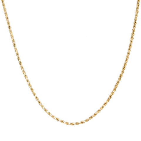 10K Yellow Gold 3mm Hollow Rope Chain Available In Sizes 18"-26"