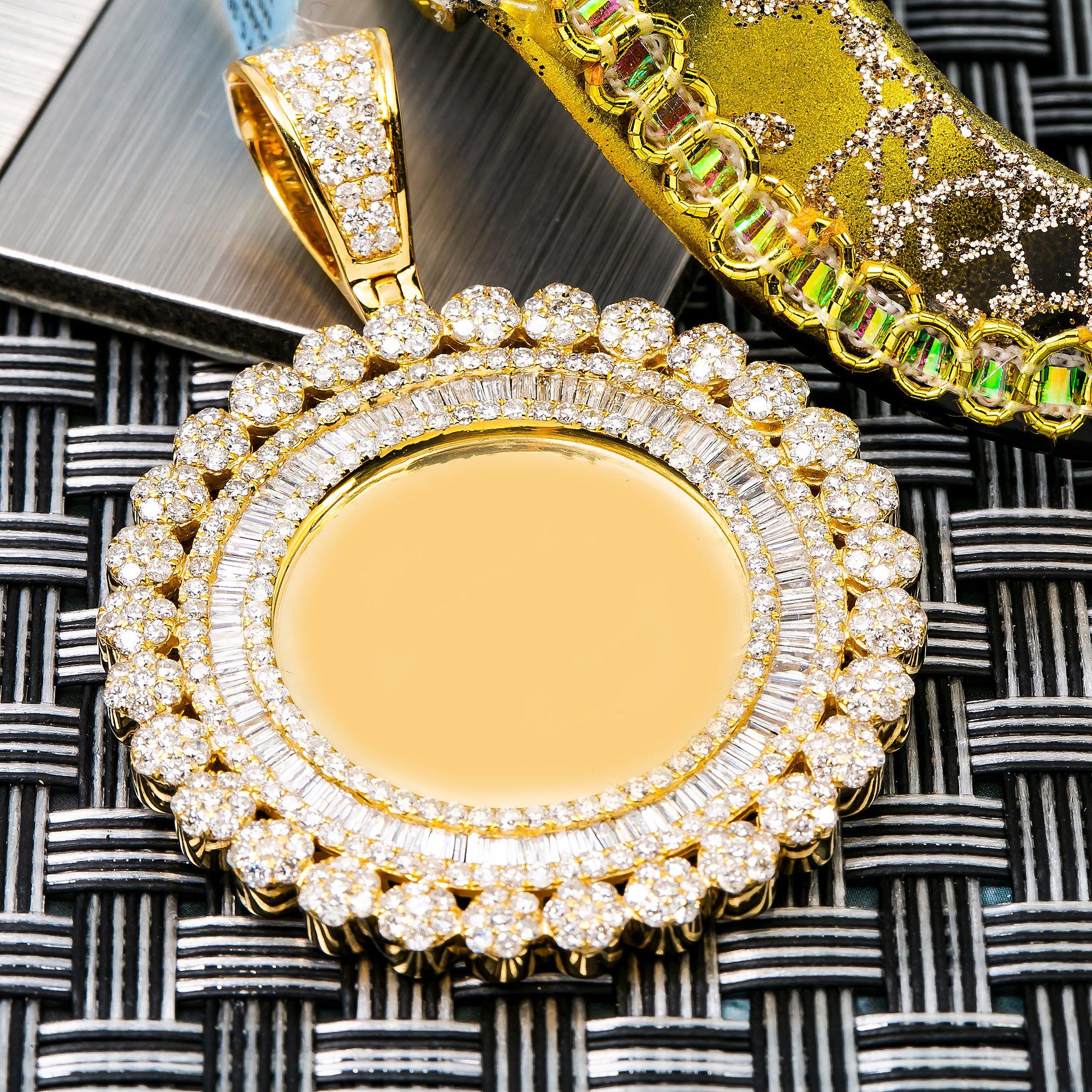 10K YELLOW GOLD DIAMOND CIRCLE PICTURE PENDANT 5.10 CT