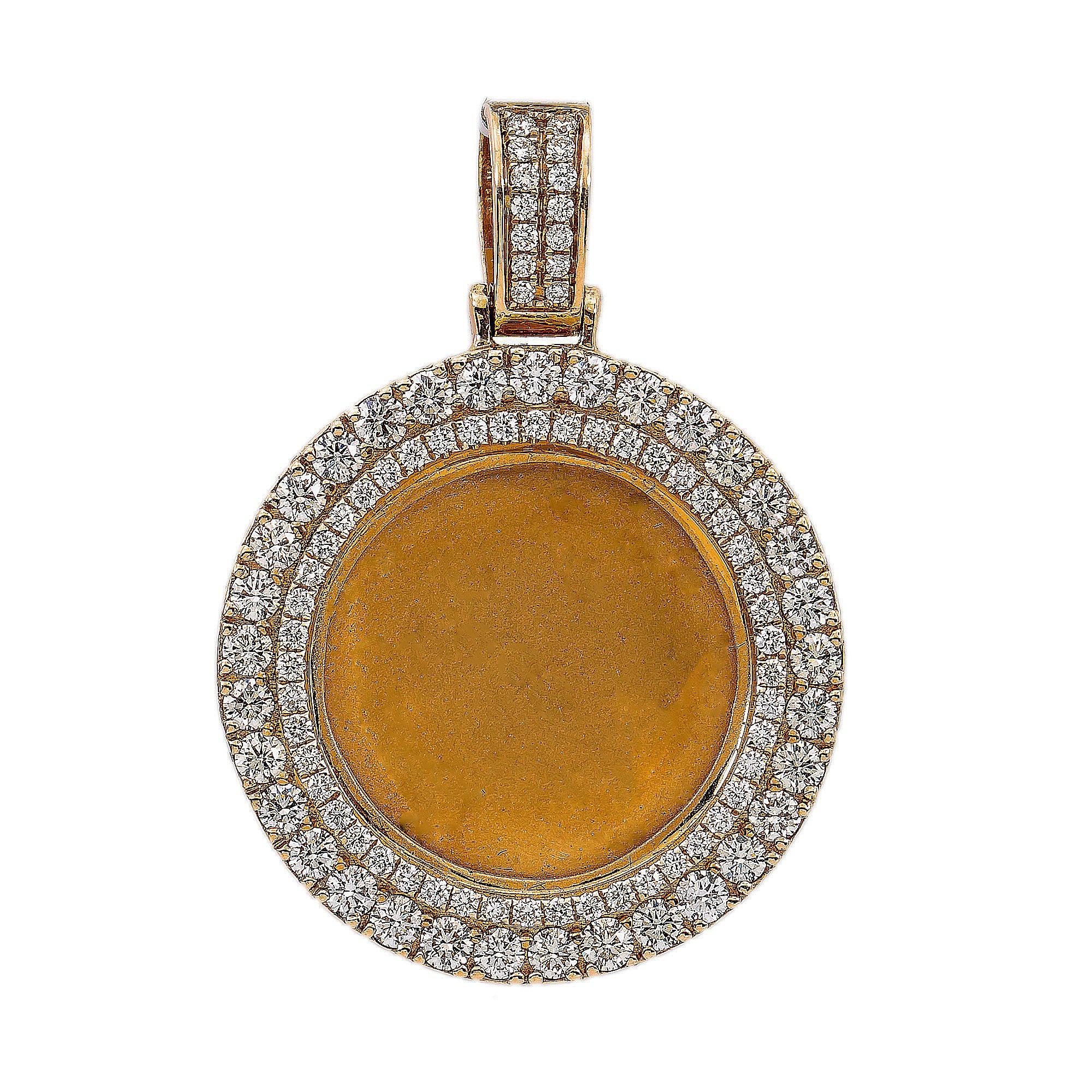 14K Yellow Gold Diamond Circle Shaped Pendant