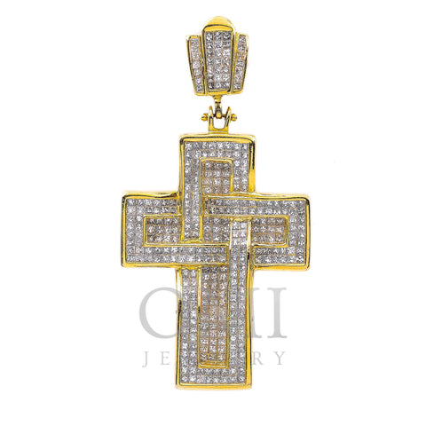 14K Yellow Gold Diamond Cross Shaped Pendant
