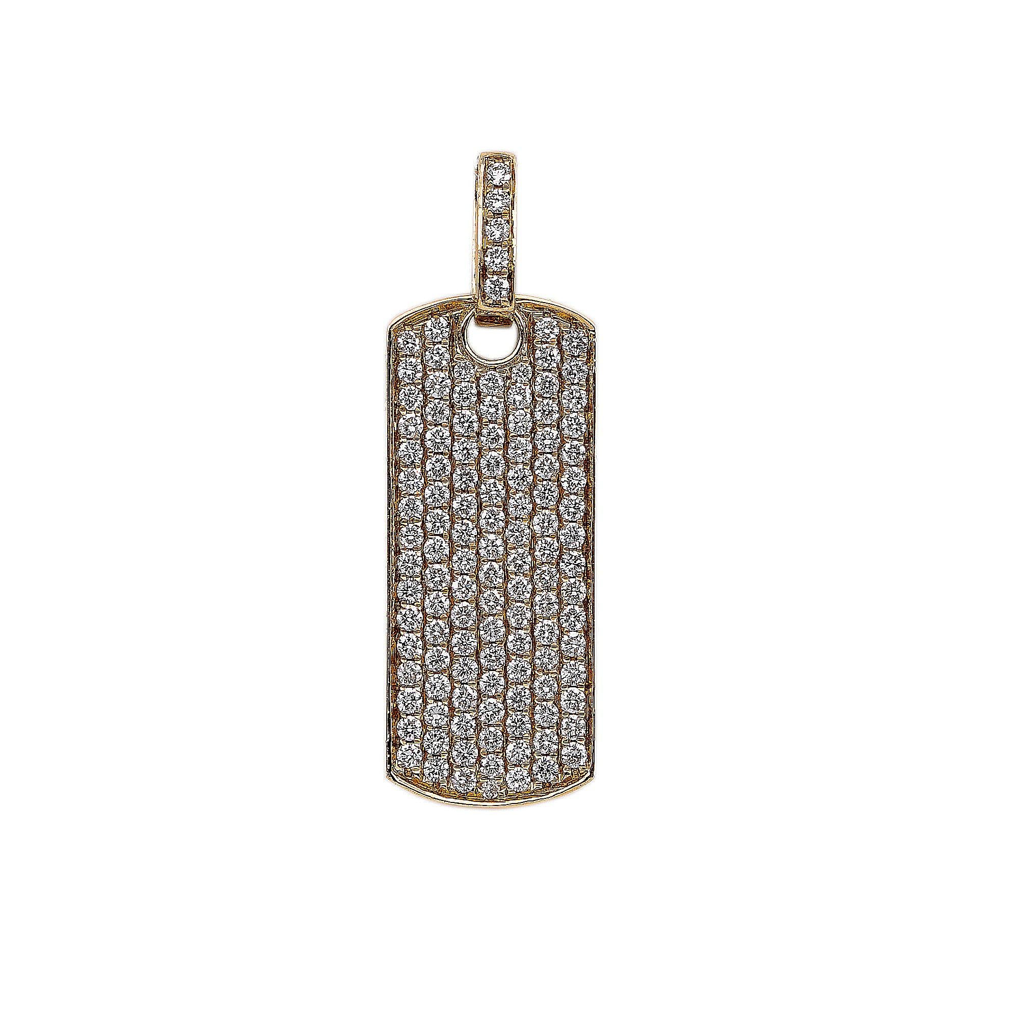 14K Yellow Gold Diamond Rectangular Shaped Pendant