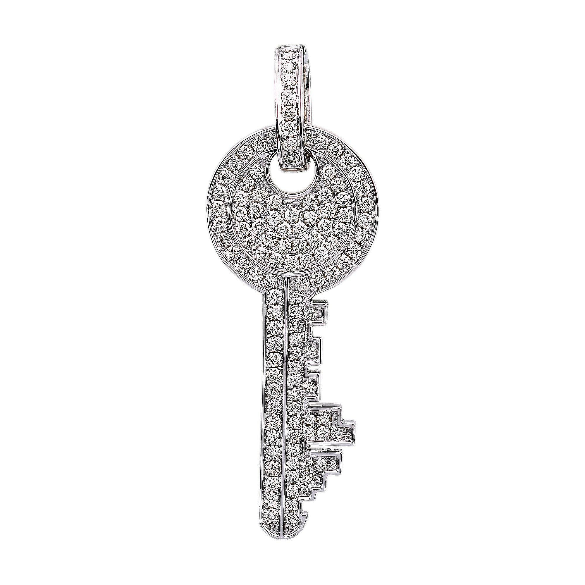14K GOLD DIAMOND KEY PENDANT 1.62 CT