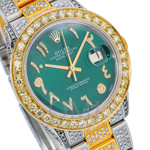 Rolex DateJust 36MM Green Diamond Arabic Dial With Two Tone Diamond Oyster Bracelet