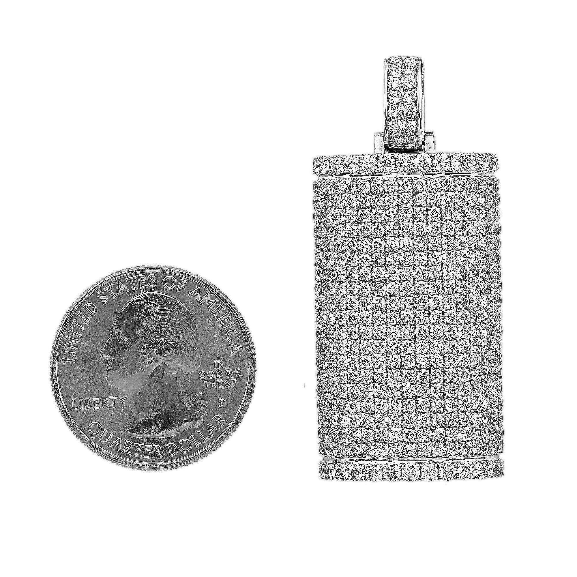 14K White Gold Diamond Rectangular Shaped Pendant