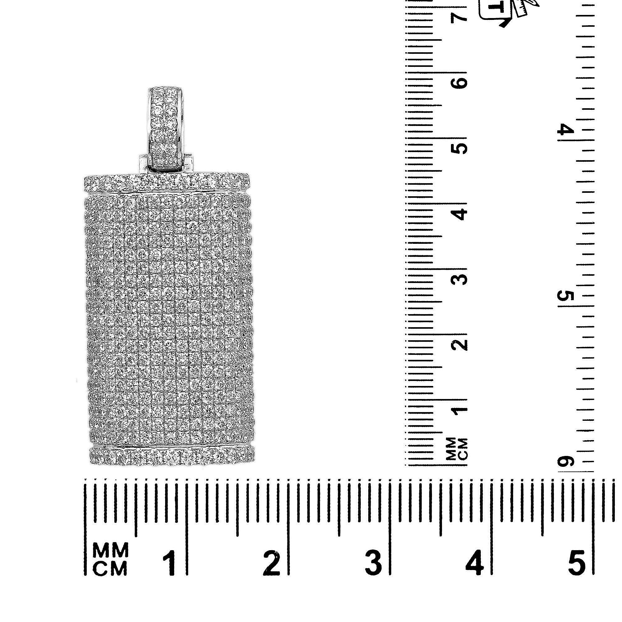 14K White Gold Diamond Rectangular Shaped Pendant