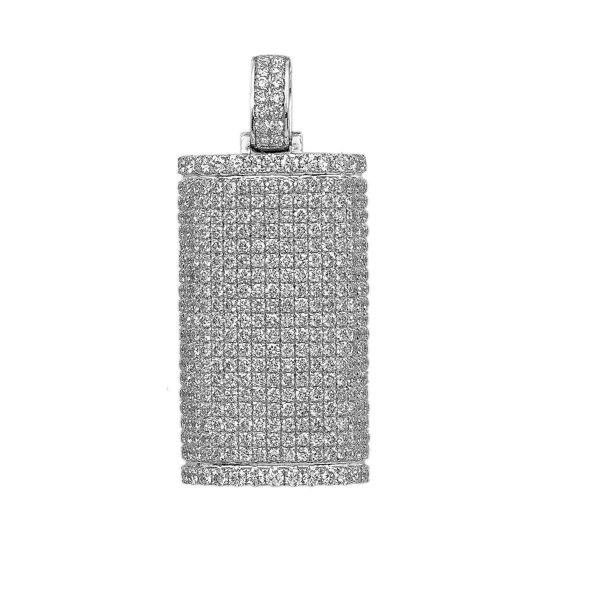 14K White Gold Diamond Rectangular Shaped Pendant