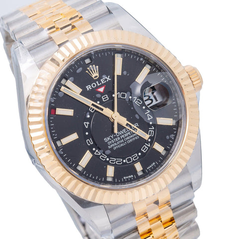 Rolex sky dweller two tone black dial hot sale