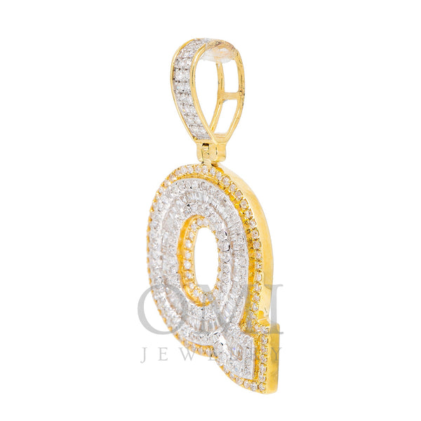 14K YELLOW GOLD Q LETTER PENDANT WITH 0.75 CT BAGUETTE