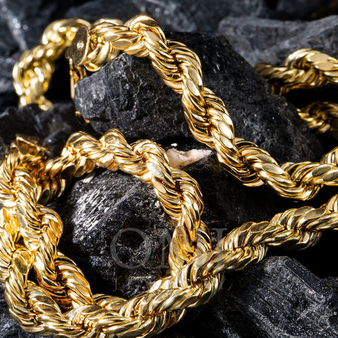 10K Yellow Gold 8.72mm Hollow Rope Chain Available In Sizes 18