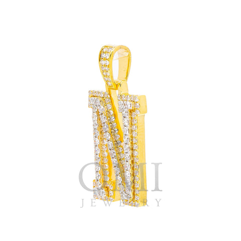 10K YELLOW GOLD N LETTER PENDANT WITH 0.75 CT BAGUETTE DIAMONDS