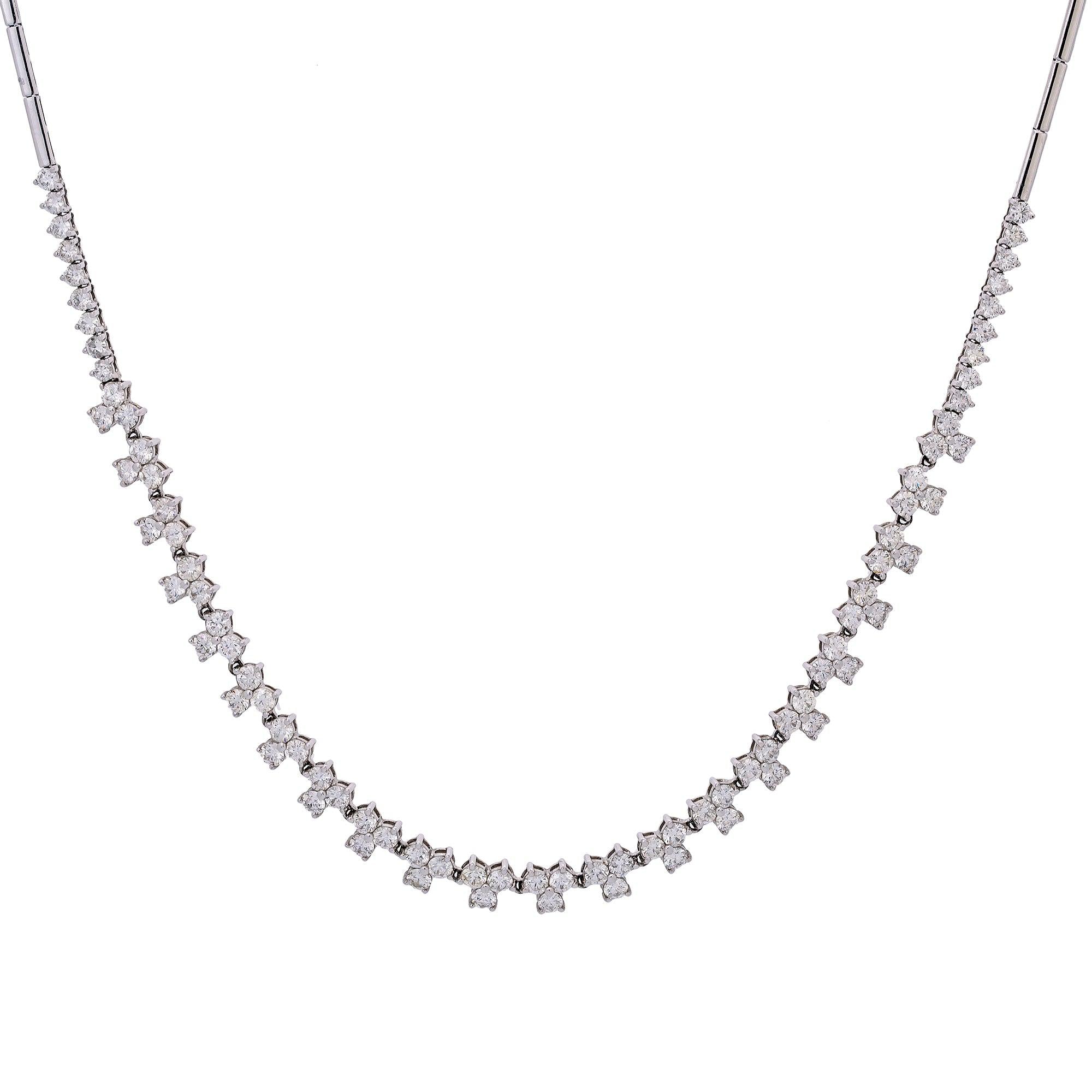 18K White Gold Women's Necklace, 18" chain and diamonds