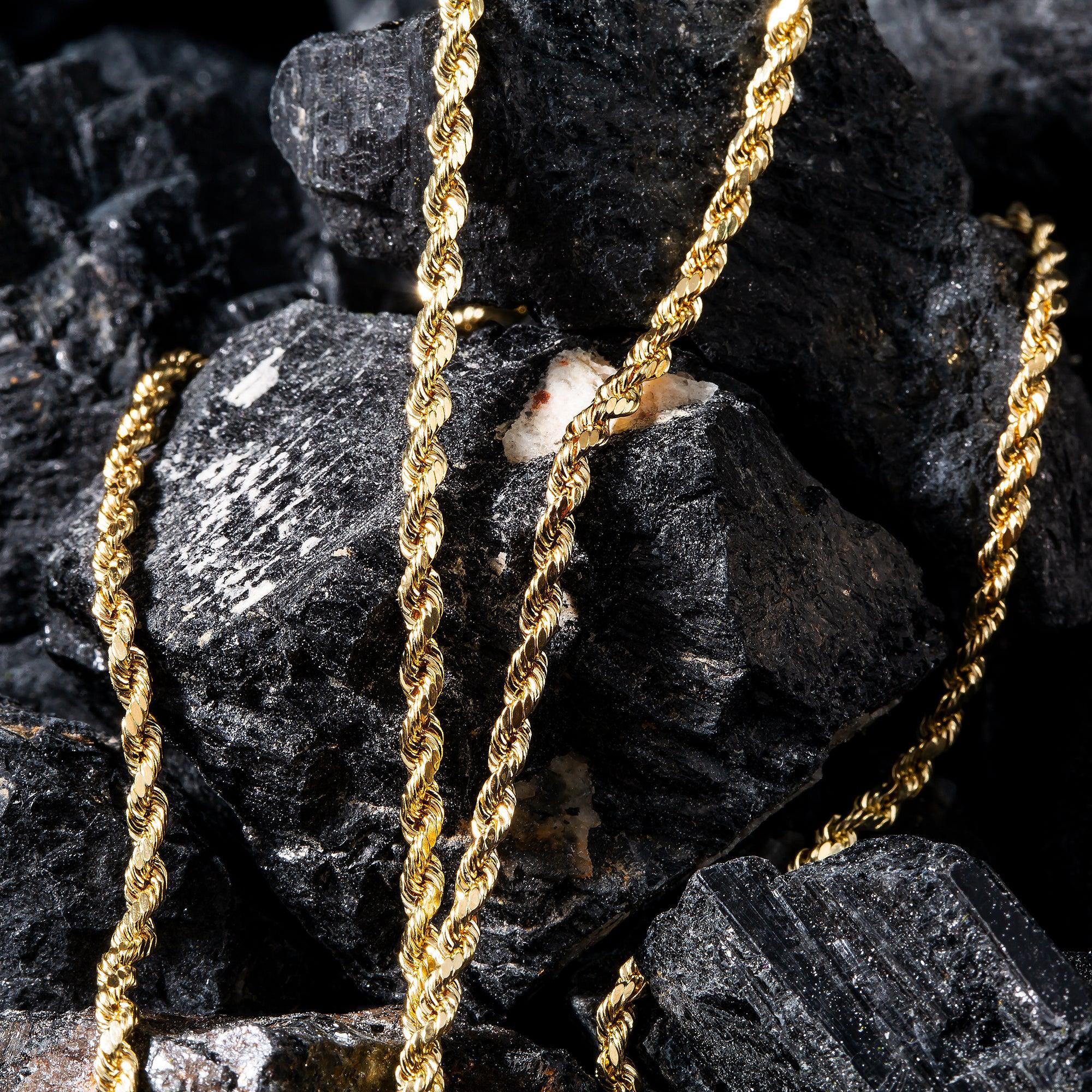 10K Yellow Gold 3mm Hollow Rope Chain Available In Sizes 18"-26"