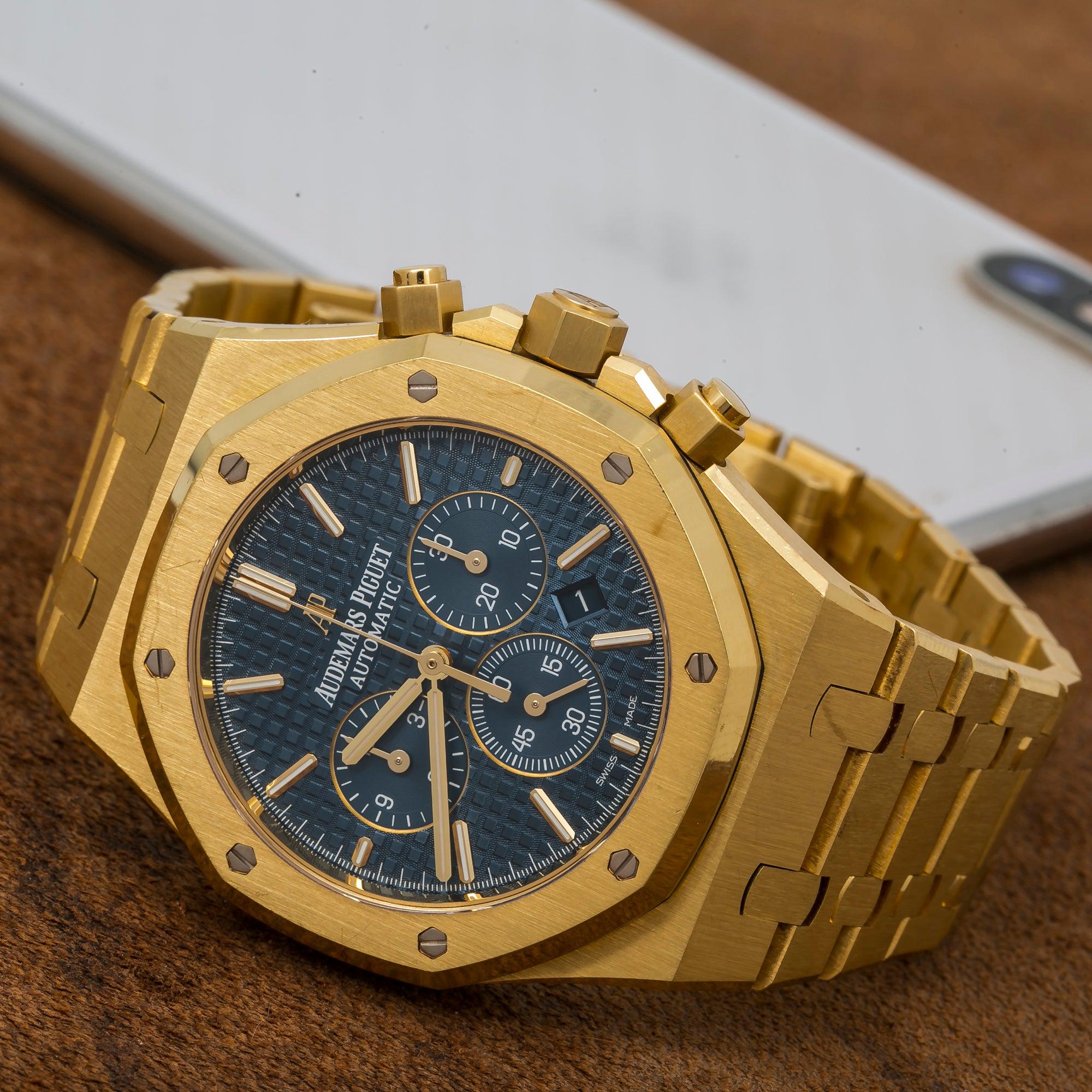Audemars Piguet Royal Oak Chronograph 41MM 26320BA.OO.1220BA.02 Blue Dial Yellow Gold Bezel 18K Yellow Gold Bracelet