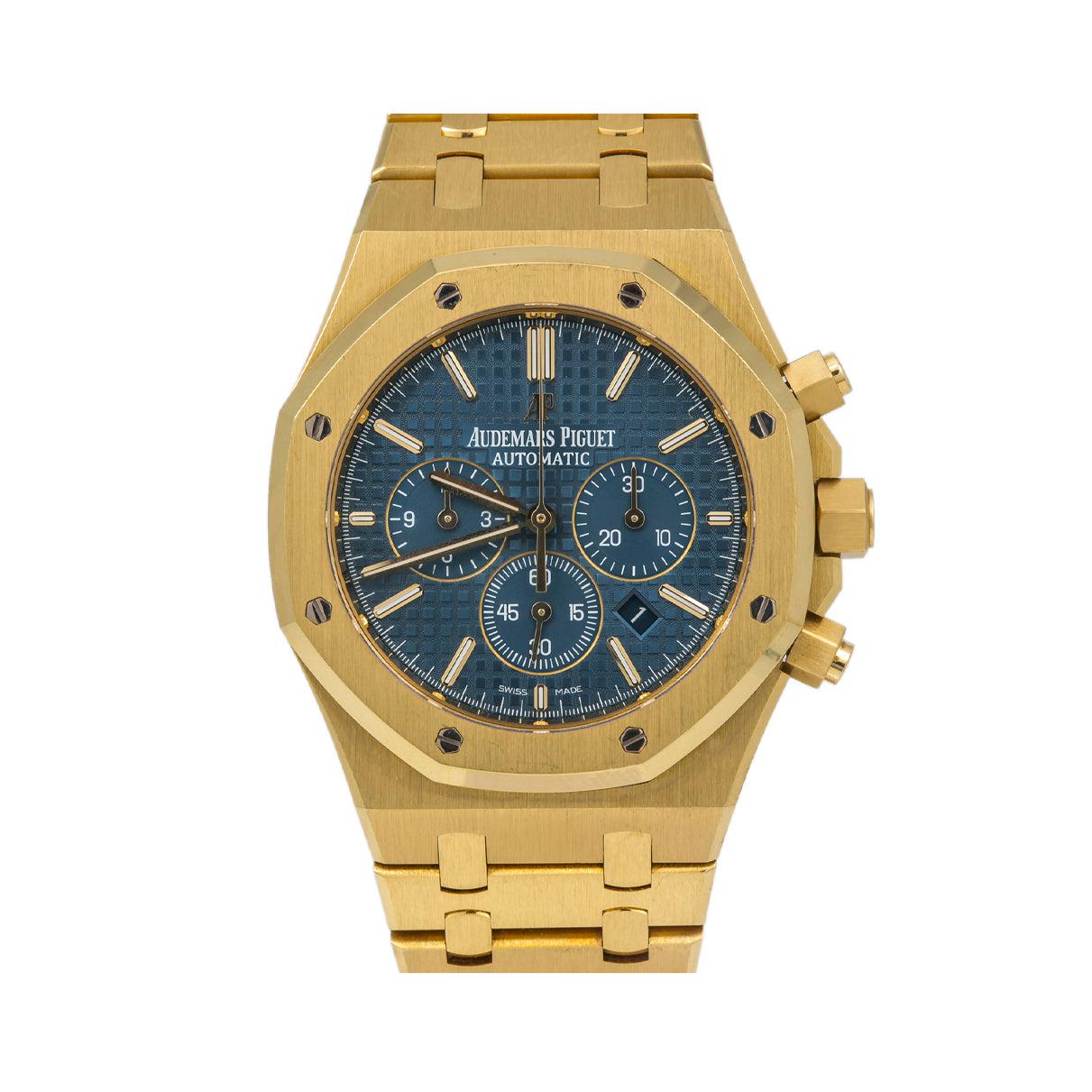 Audemars Piguet Royal Oak Chronograph 41MM 26320BA.OO.1220BA.02 Blue Dial Yellow Gold Bezel 18K Yellow Gold Bracelet