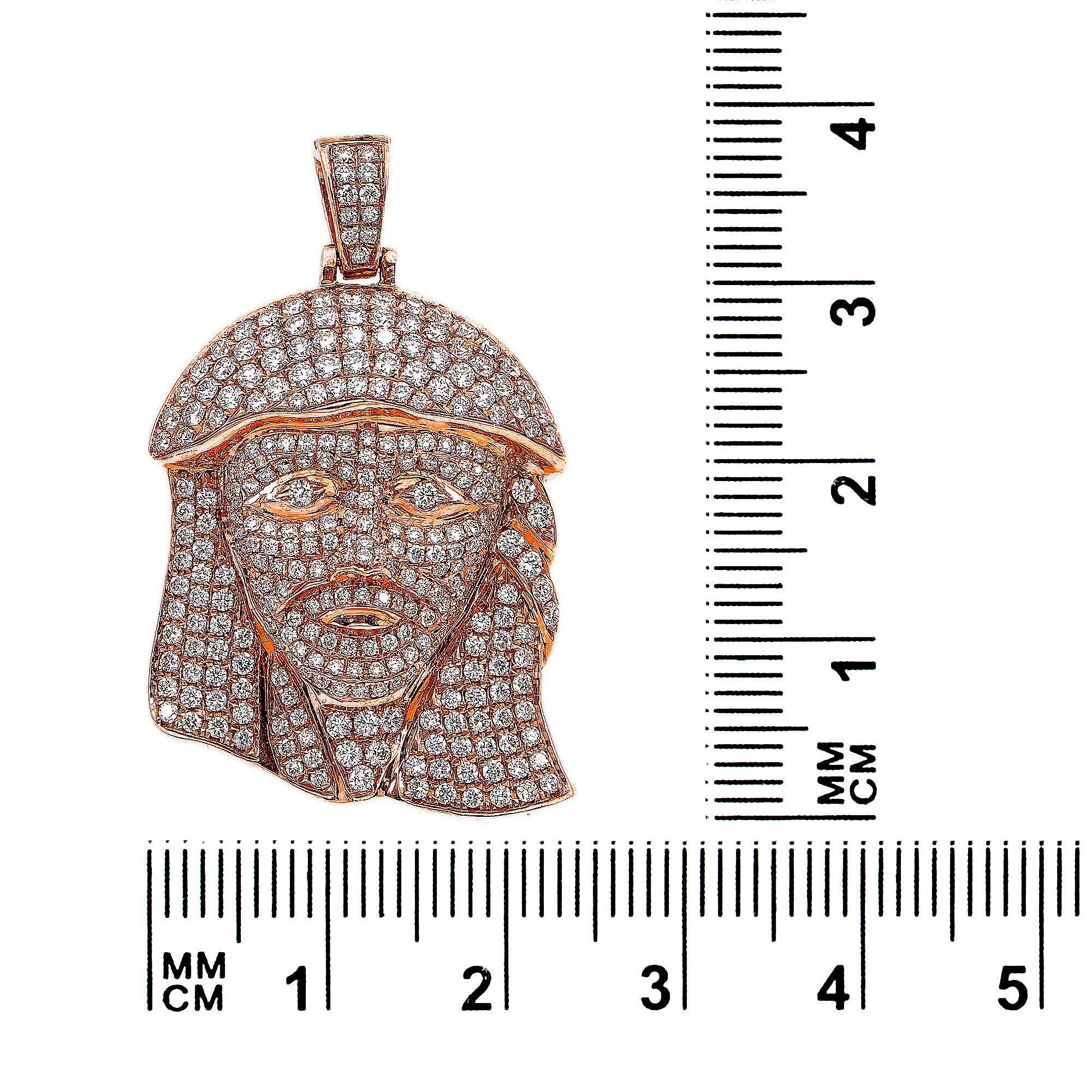14K Rose Gold Diamond Jesus Head Shaped Pendant