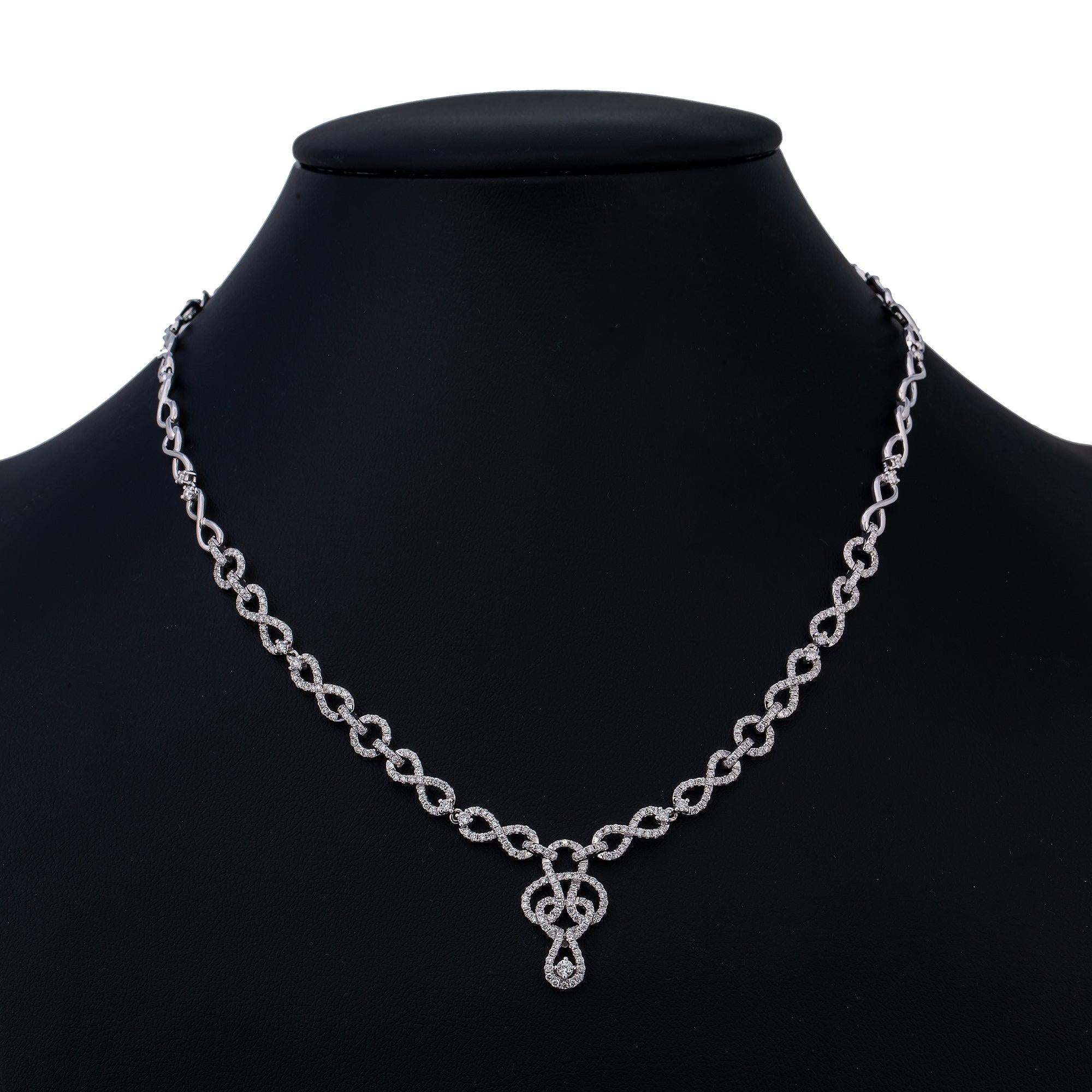 18K White Gold Women's Necklace 2.54 CT Diamonds