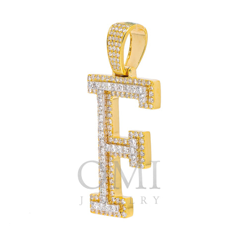 10K YELLOW GOLD O LETTER PENDANT WITH 3.25 CT BAGUETTE DIAMONDS