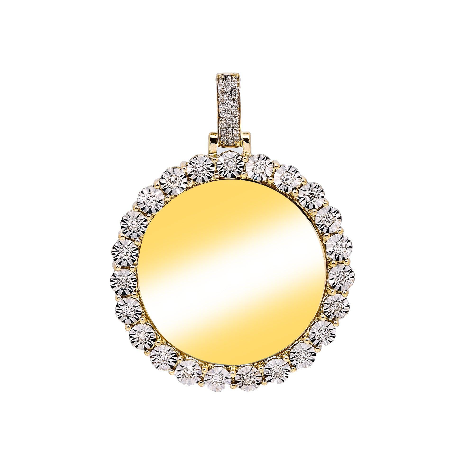 10K WHITE GOLD CIRCLE PICTURE PENDANT WITH 0.55 CT DIAMONDS