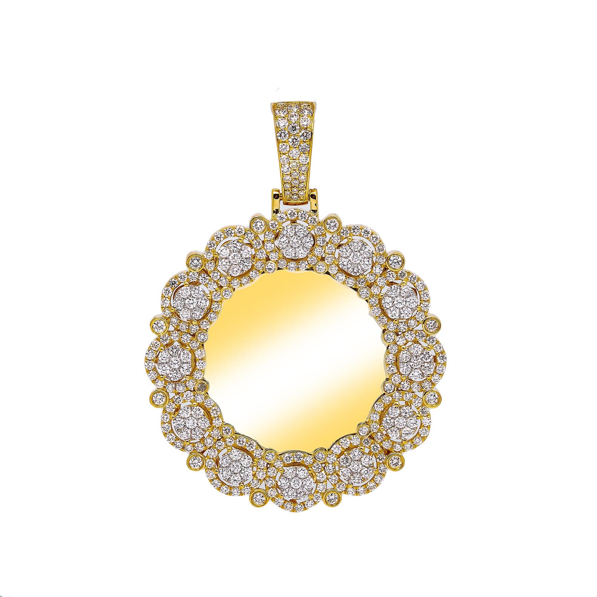 14K GOLD DIAMOND CIRCLE PICTURE PENDANT 2.00 CT