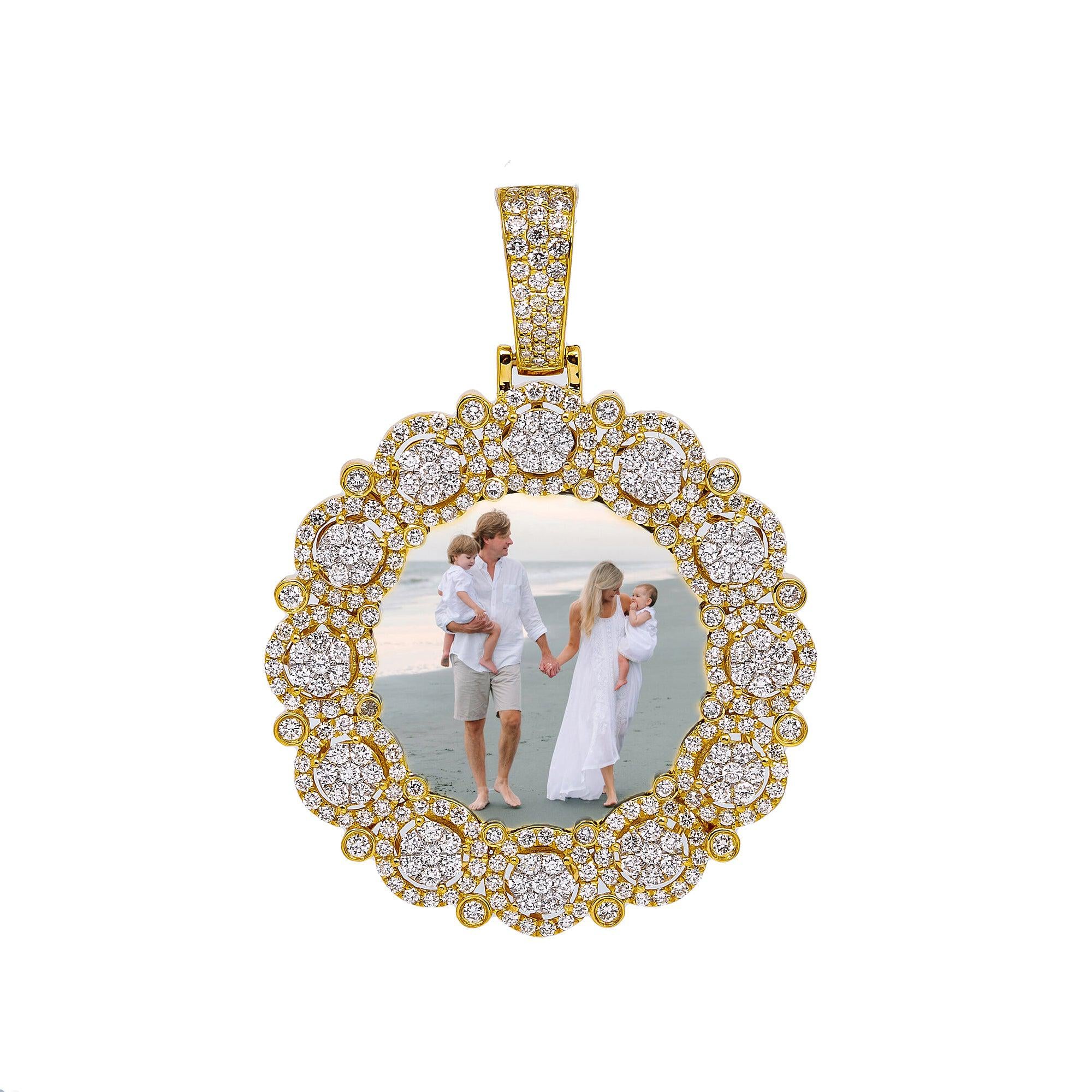 14K GOLD DIAMOND CIRCLE PICTURE PENDANT 2.00 CT
