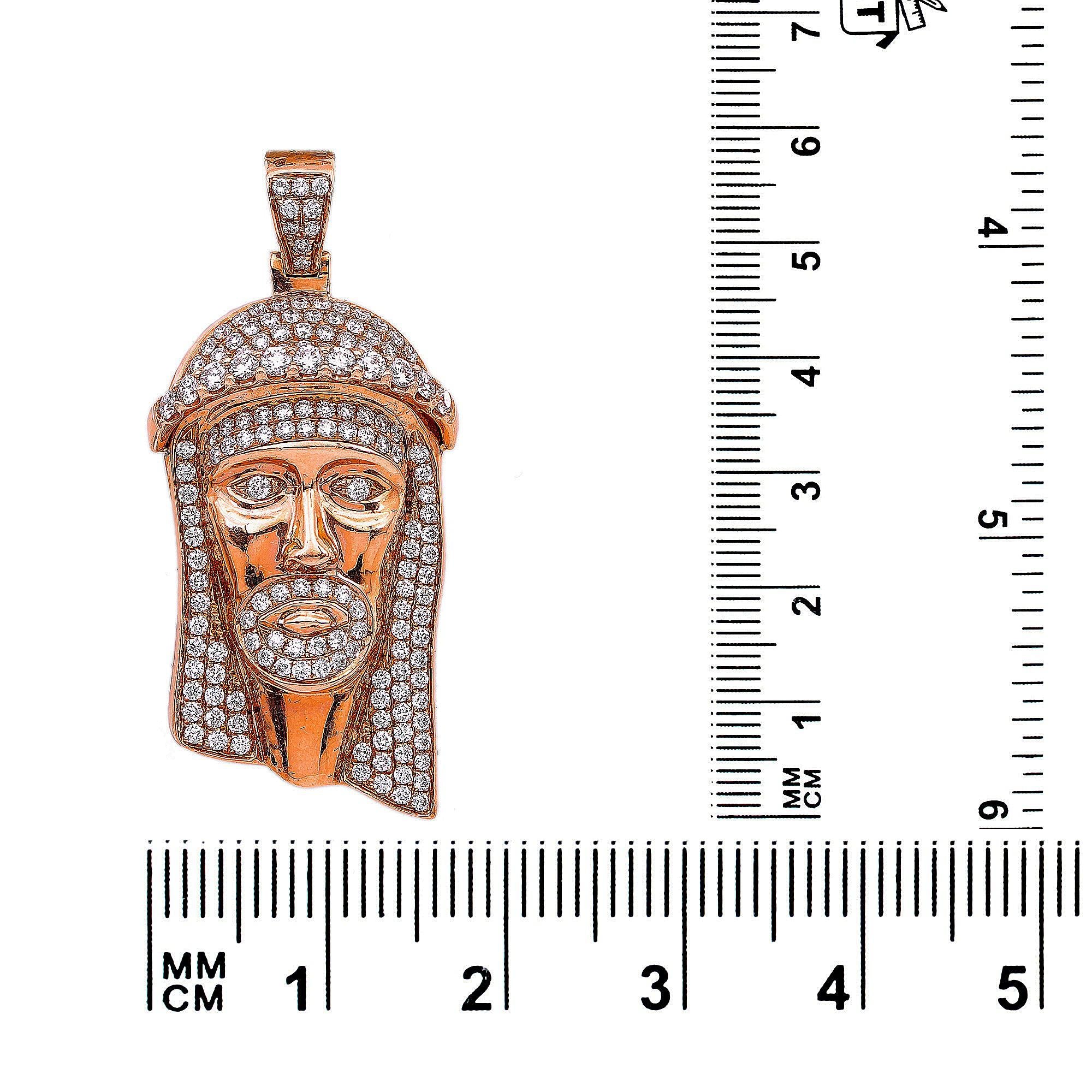 14K Rose Gold Diamond Jesus Head Shaped Pendant