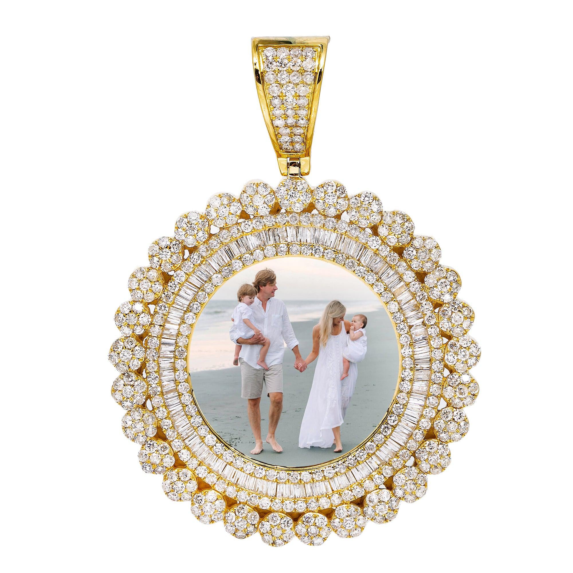 10K YELLOW GOLD DIAMOND CIRCLE PICTURE PENDANT 5.10 CT