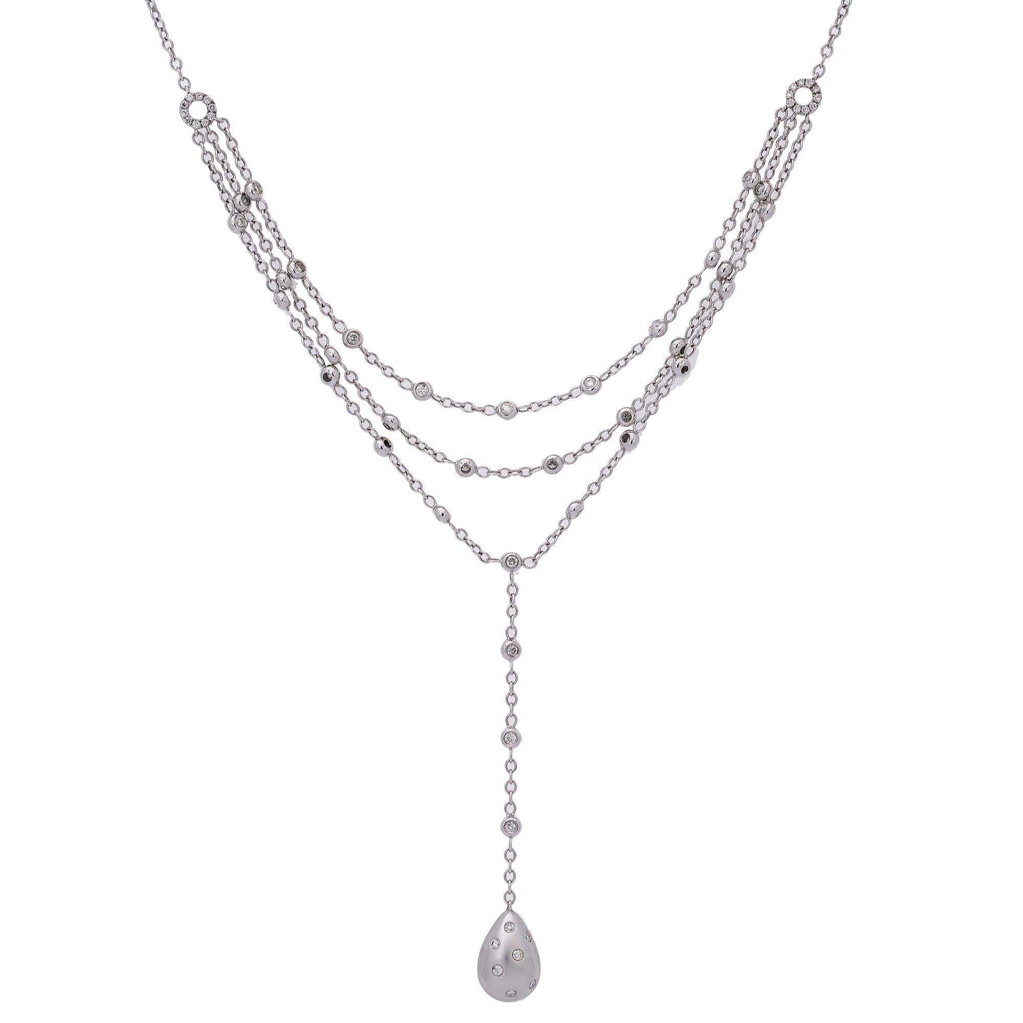 14K White Gold Women's Necklace, 20" Chain and 1.23 CT Diamonds