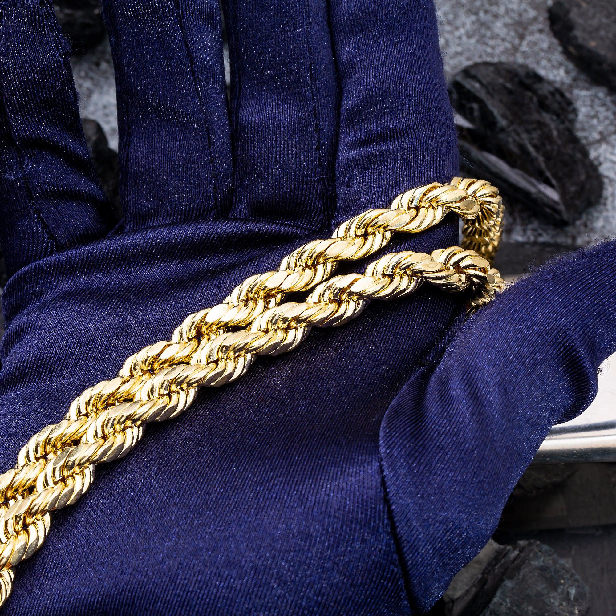 10K Yellow Gold 8.72mm Hollow Rope Chain Available In Sizes 18"-26"