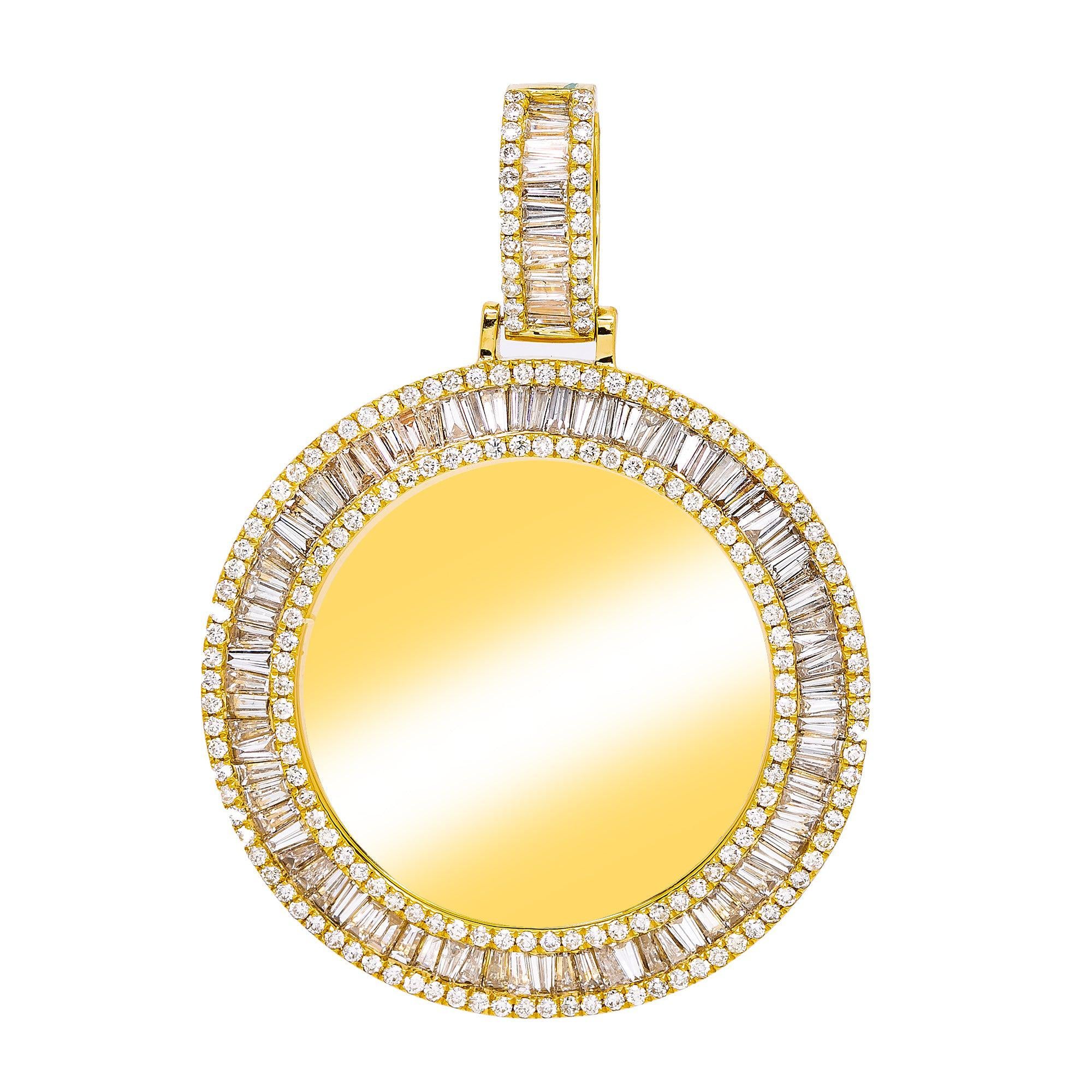 14K GOLD DIAMOND CIRCLE PICTURE PENDANT 4.85 CT