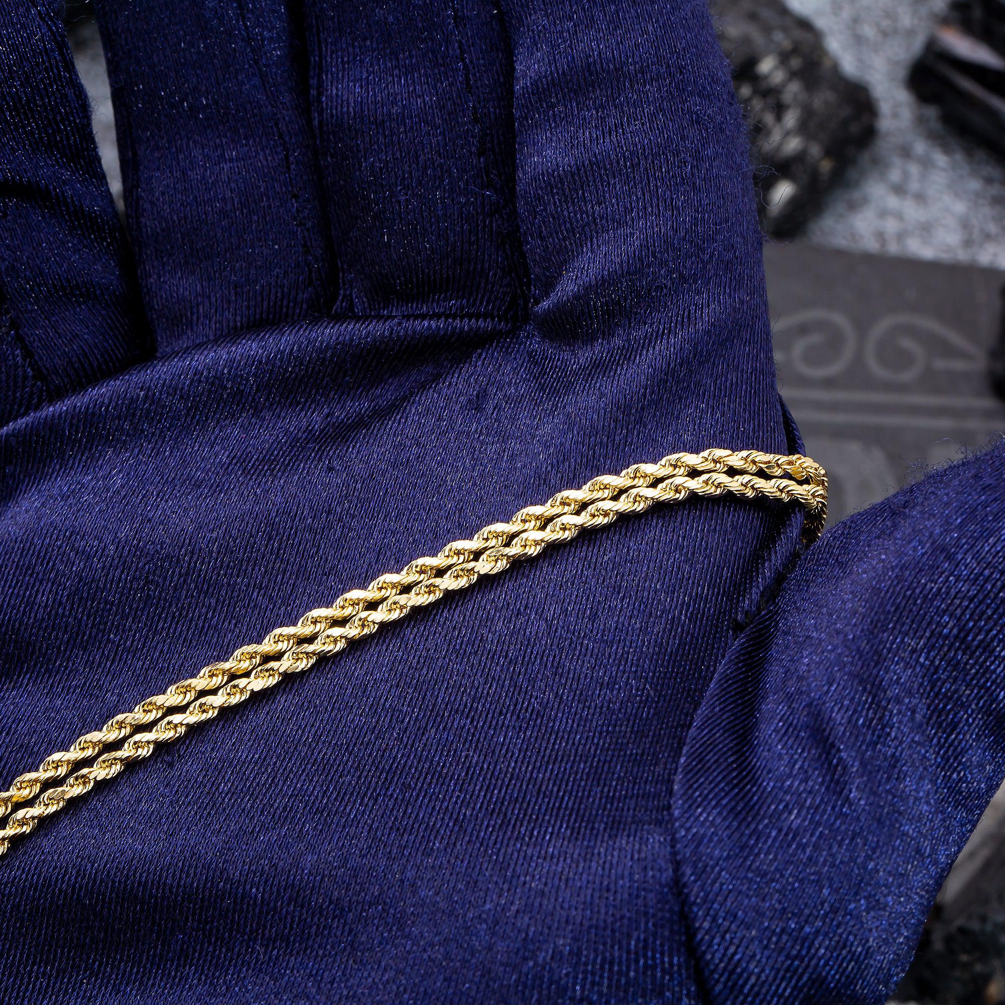 10K Yellow Gold 3mm Hollow Rope Chain Available In Sizes 18"-26"