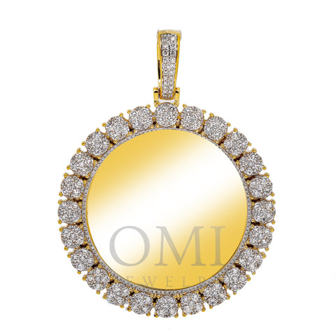 14K WHITE GOLD CIRCLE PICTURE PENDANT WITH  3.85 CT DIAMONDS